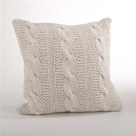 SARO LIFESTYLE SARO 1020.VN20S 20 in. Cable Knit Design Down Filled Cotton Throw Pillow  Vanilla 1020.VN20S